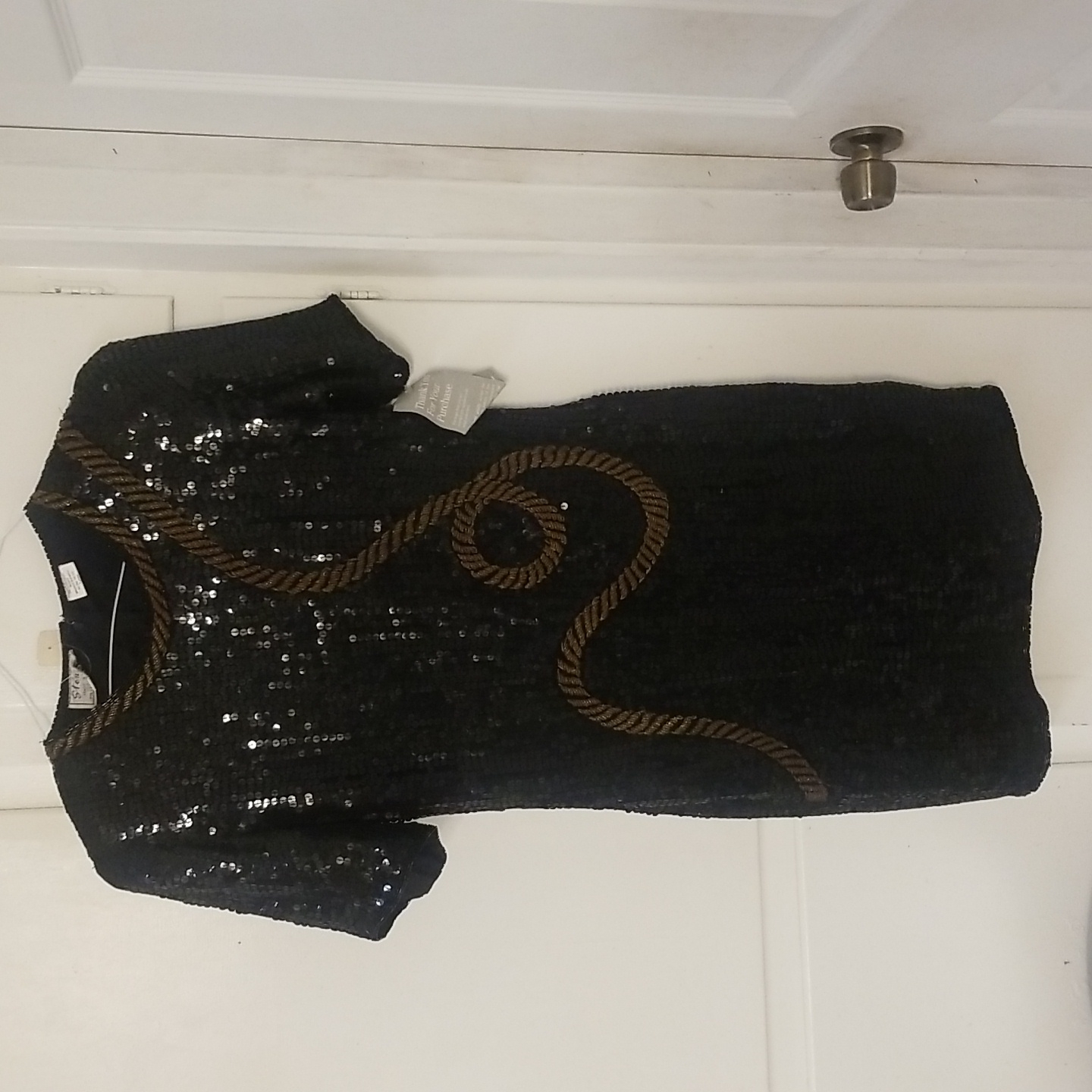 Stenay Vintage Ladies Size 8 Petit Black Beaded Multi Sequin Dress Short